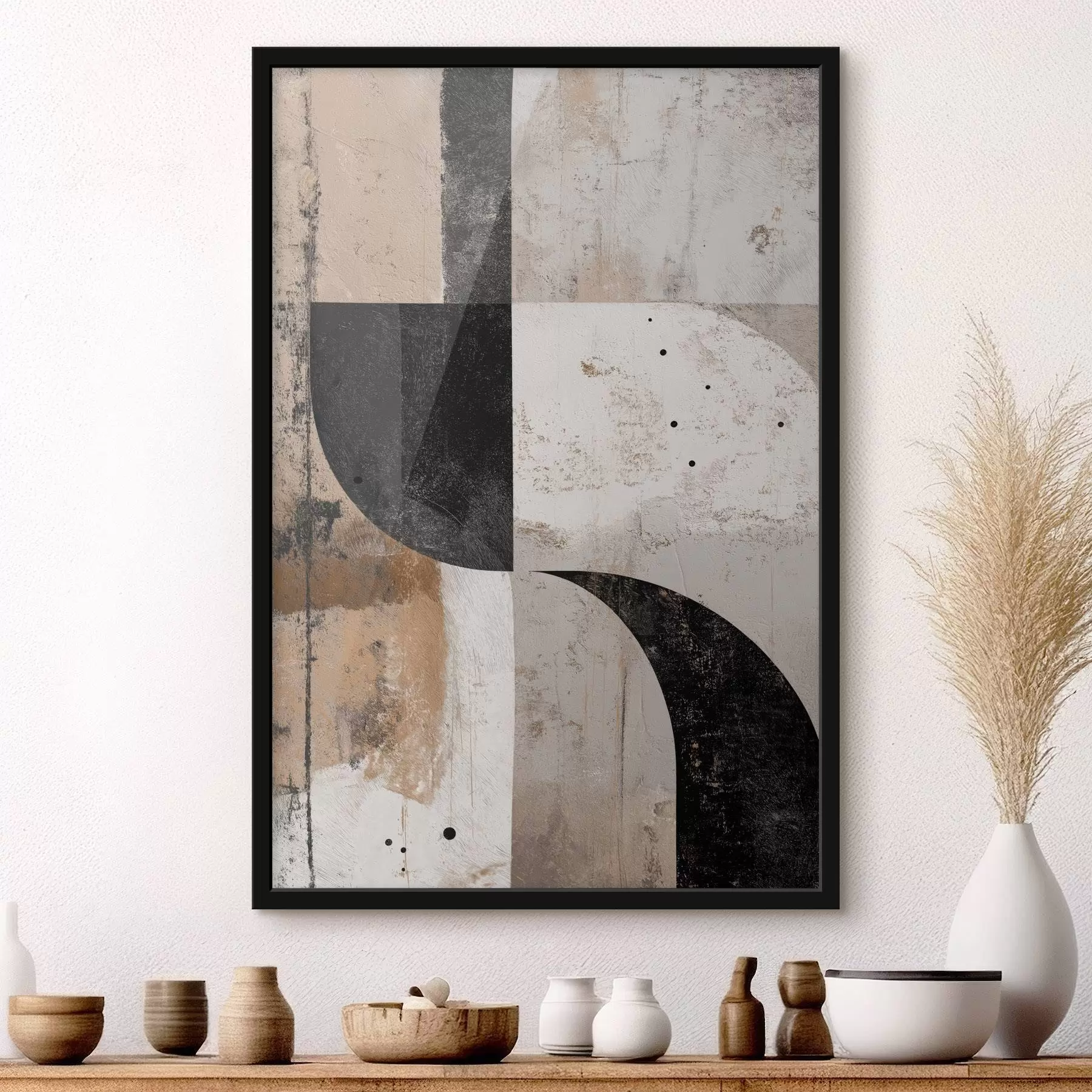 fototapet Forme geometrice în tonuri de bej și negru f45811