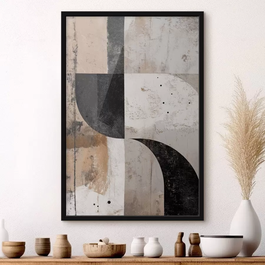 fototapet Forme geometrice în tonuri de bej și negru f45811