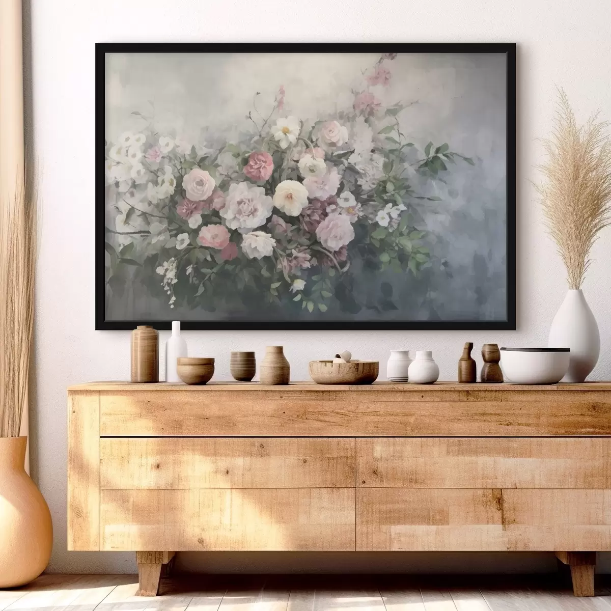 Poster Un buchet romantic de flori roz și albe f45817