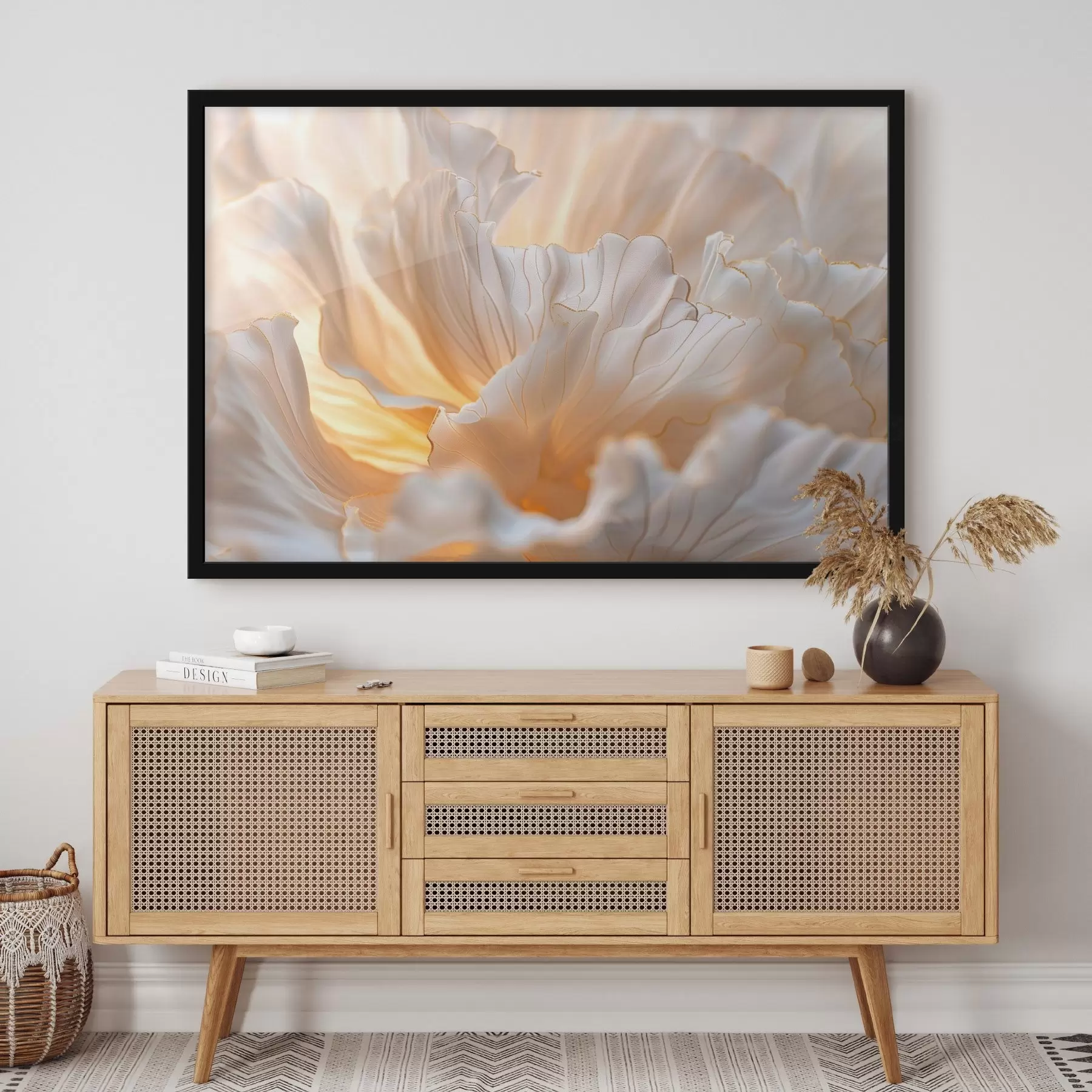 fototapet Petale delicate în nuanțe calde, cu margini galben-portocalii f45820