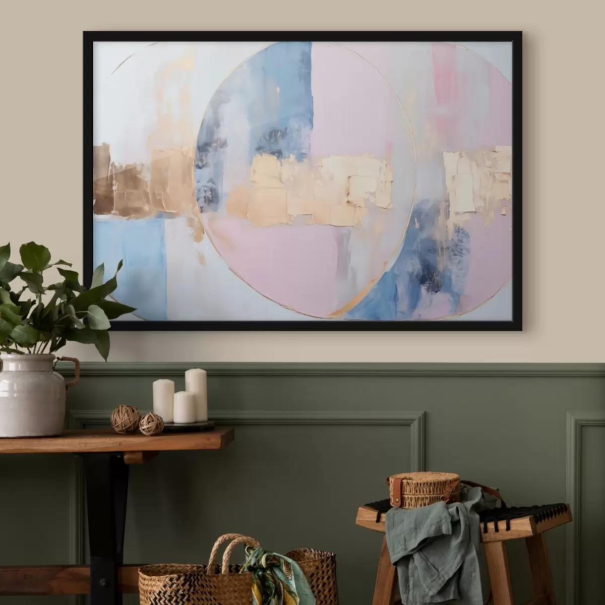 Poster Abstracție în cercuri albastre-roz f45821