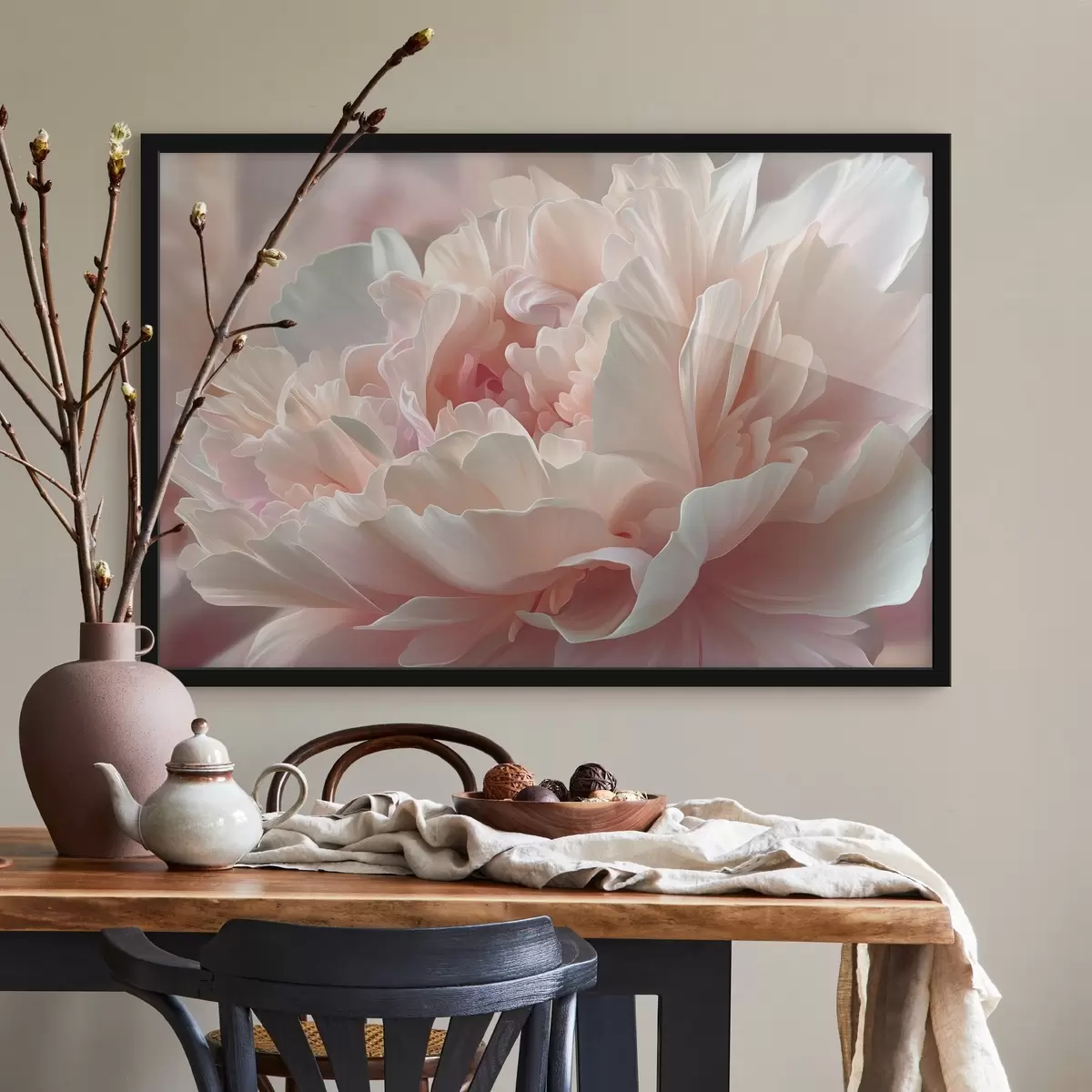Poster Bujor înflorit în nuanțe de roz și bej f45825