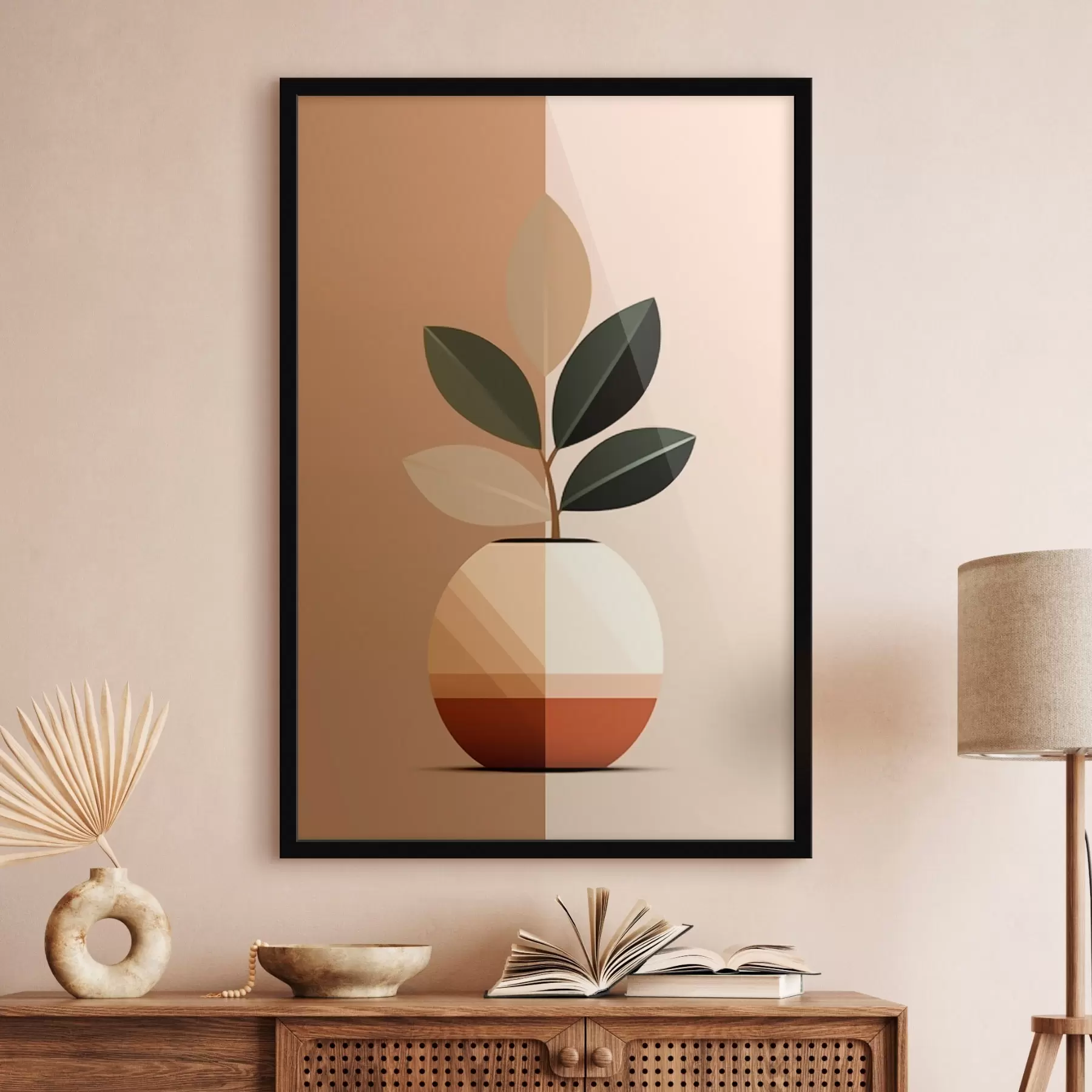 fototapet Vază geometrică cu frunze f45833