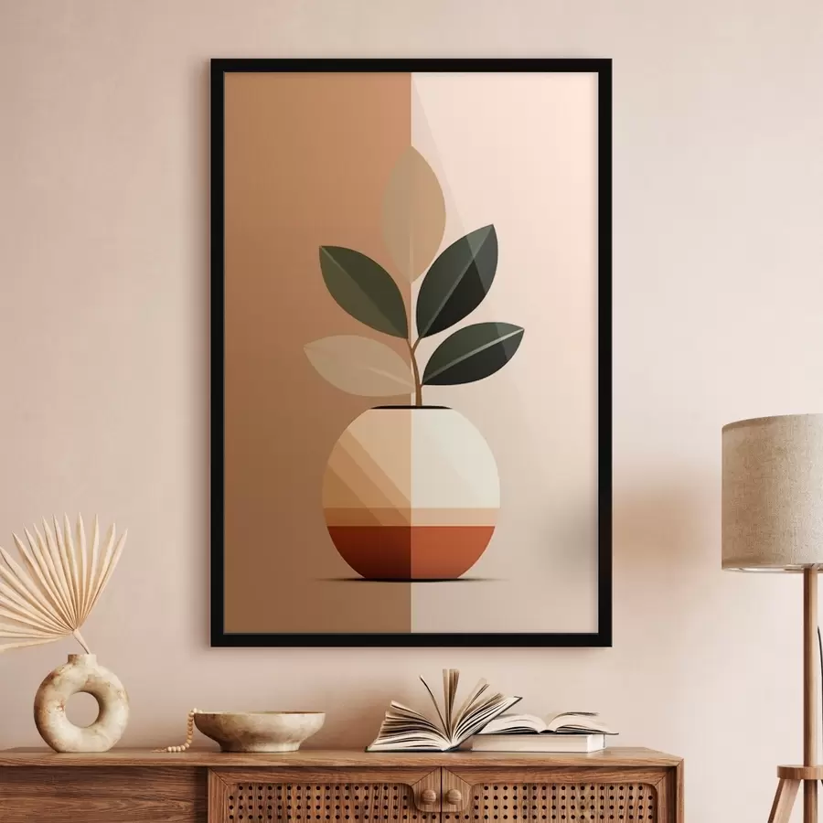 fototapet Vază geometrică cu frunze f45833