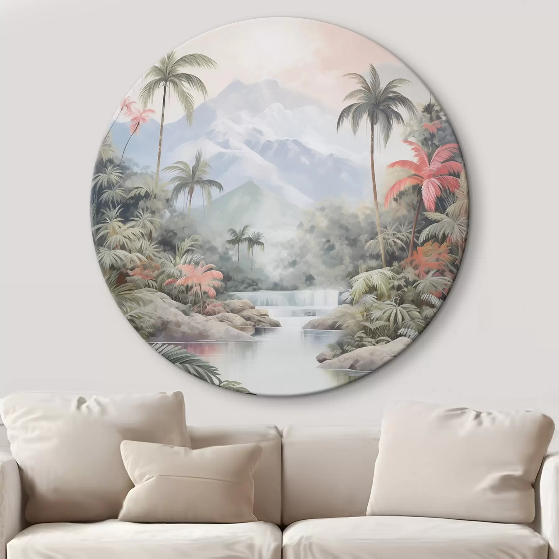 Tablouri Râu în pădure tropicală în fața munților r45913