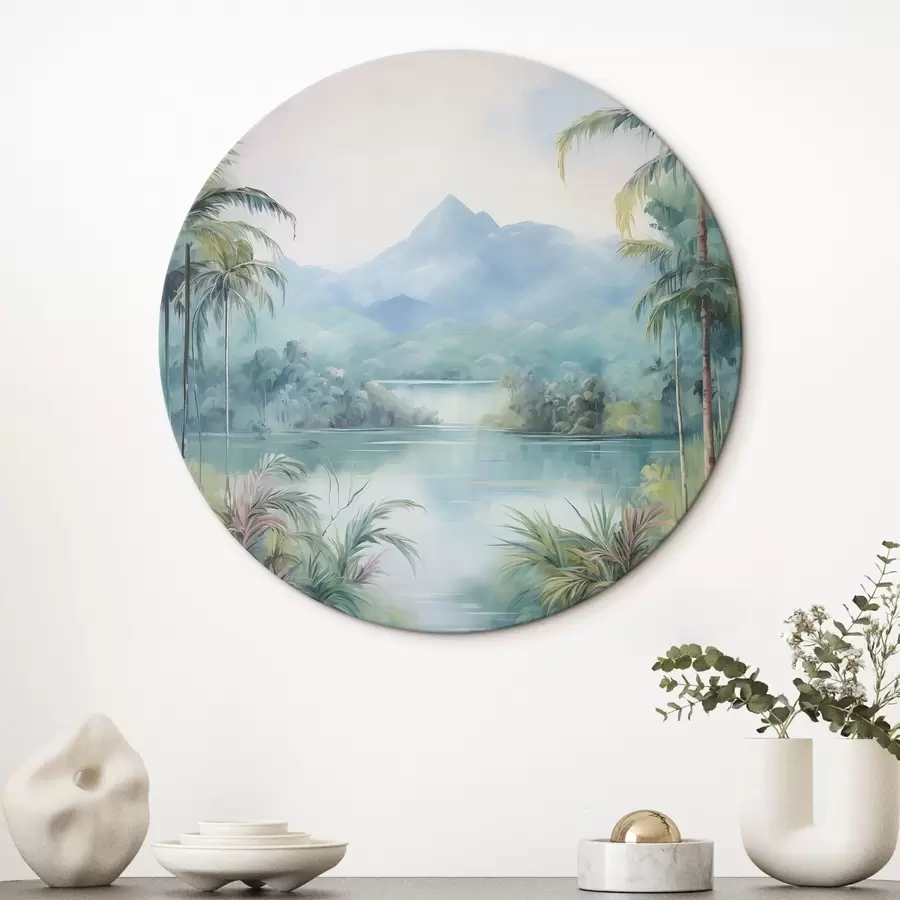 Tablouri Râu în junglă în fața muntelui r45912