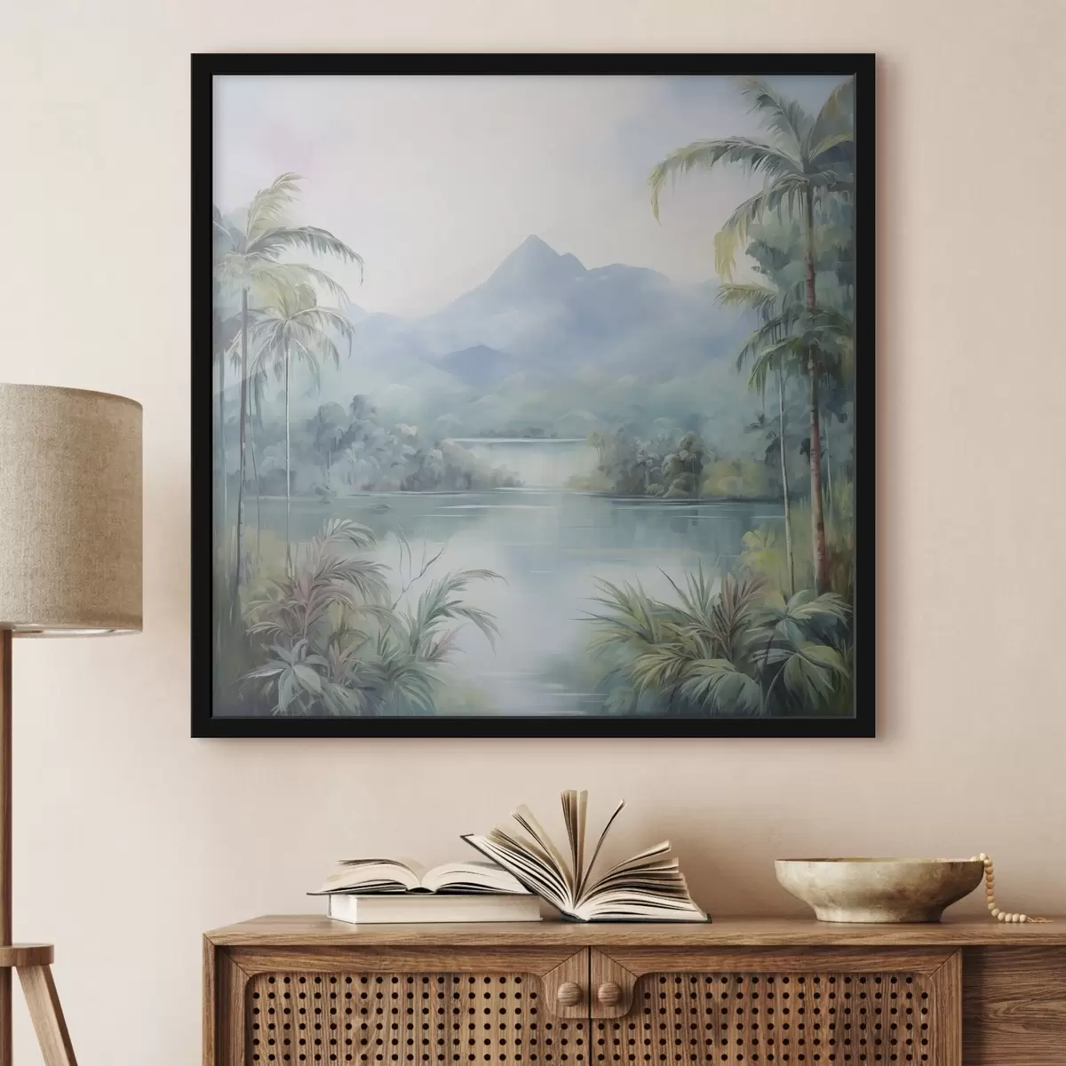 Poster Râu în junglă în fața muntelui f45912