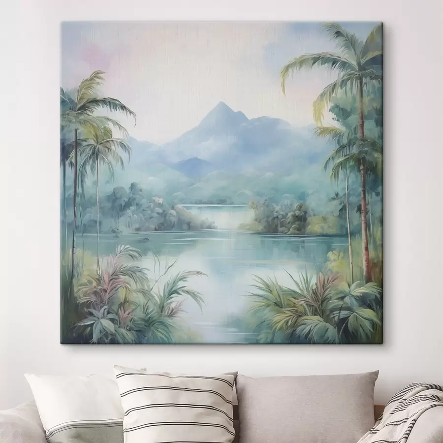 Tablouri Râu în junglă în fața muntelui s45912