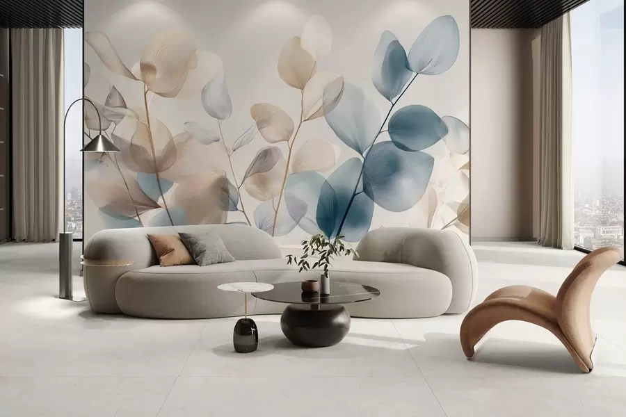 fototapet frunze elegante de eucalipt cu nervuri w04503