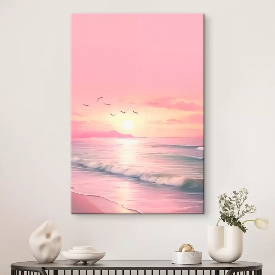 Tablouri Apus roz peste mare s45955