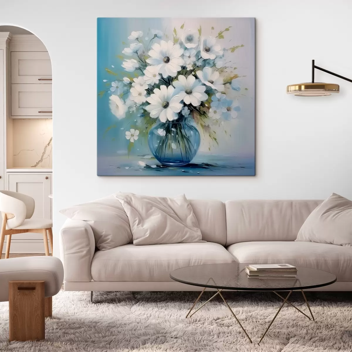 Tablouri Buchet de margarete într-o vază albastră s45959