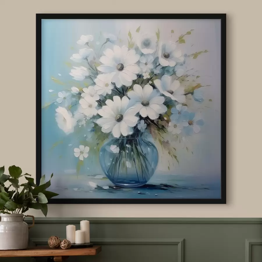 fototapet Buchet de margarete într-o vază albastră f45959