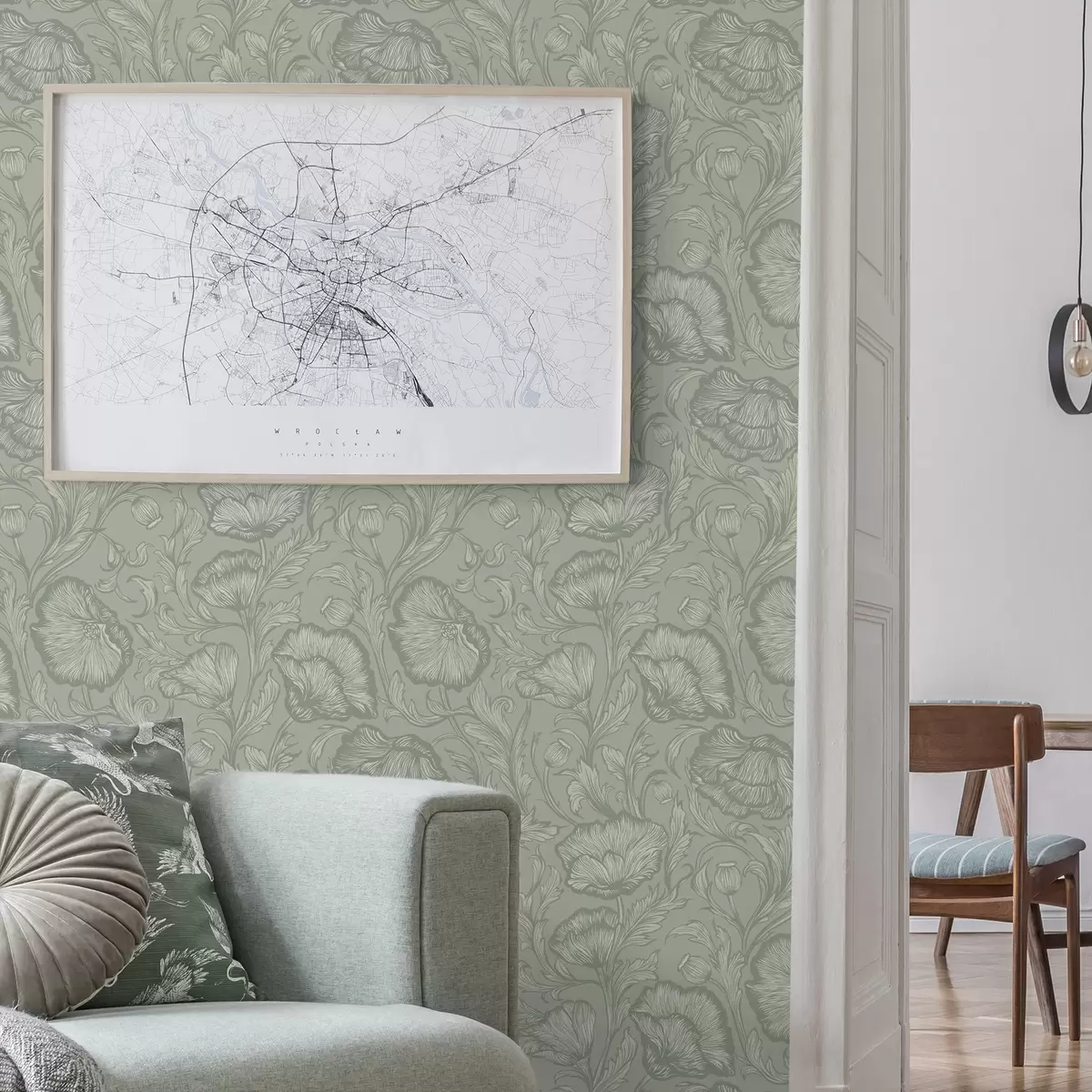 Wallpaper Maci desenate pe un fundal gri-verde a00572v1