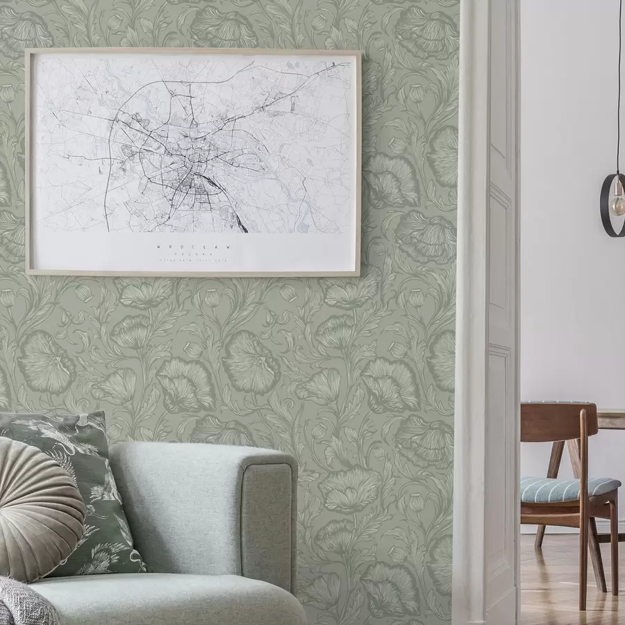 fototapet Maci desenate pe un fundal gri-verde a00572v1