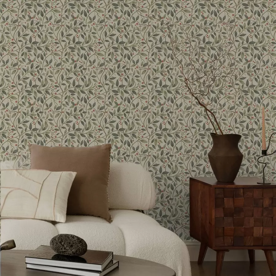 fototapet Ramuri de măslin cu fructe pe un fundal cald și luminos a00573