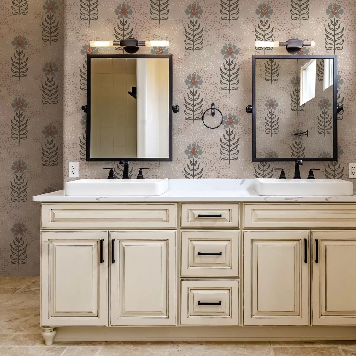 Wallpaper Flori și semințe stilizate pe fond bej cald a00604