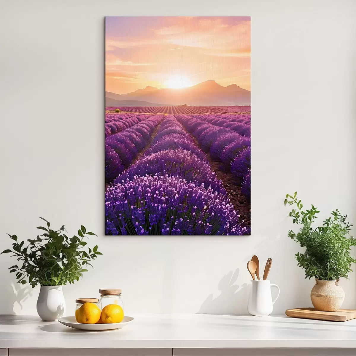 Tablouri Apus de soare într-un câmp de lavandă s45663