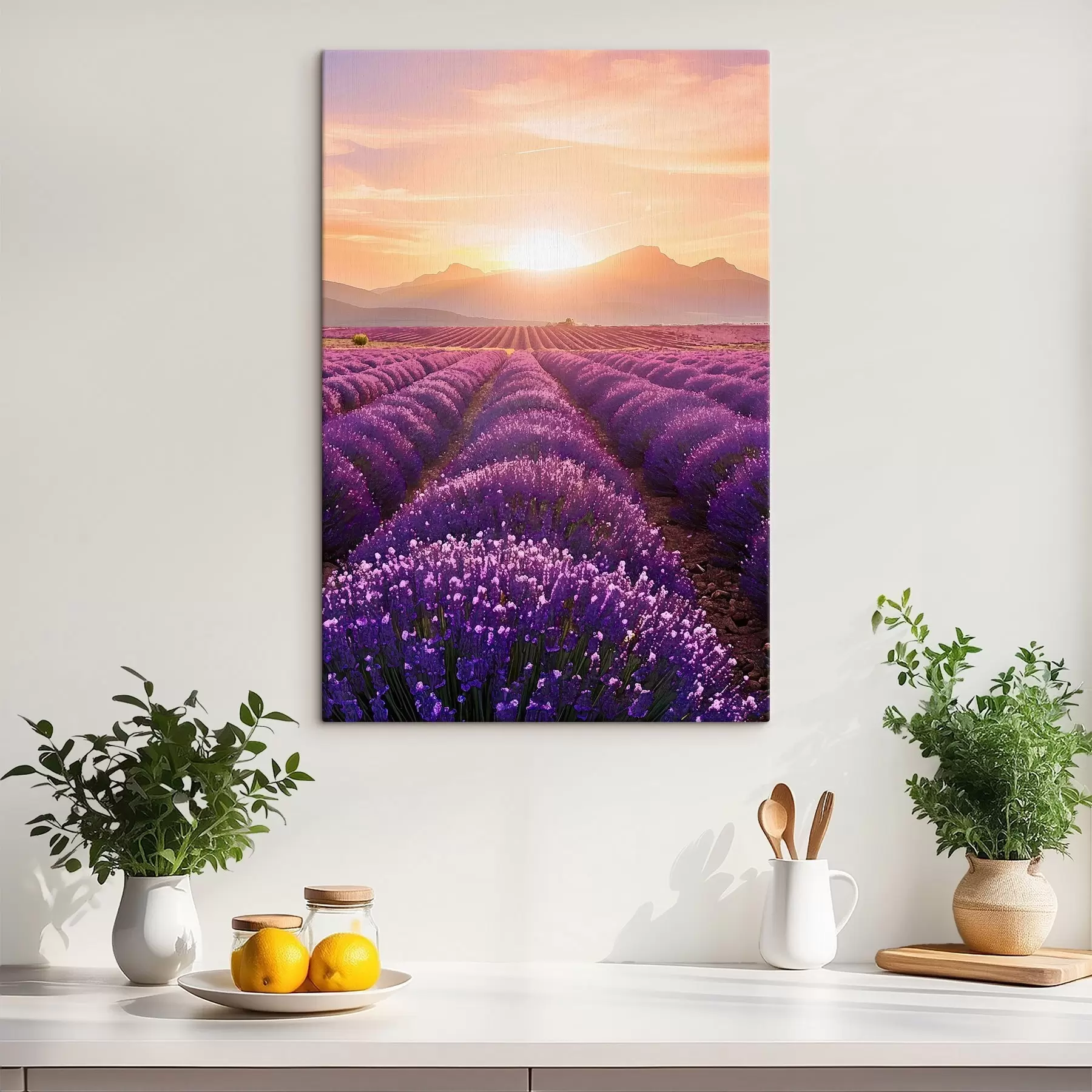 Tablouri Apus de soare într-un câmp de lavandă s45663