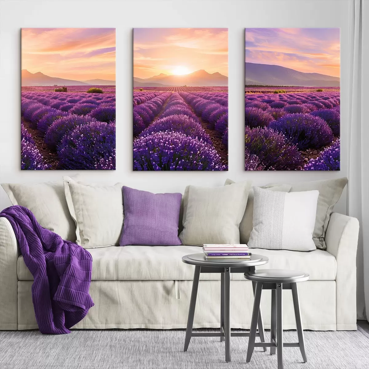 Tablouri Apus de soare într-un câmp de lavandă m00785