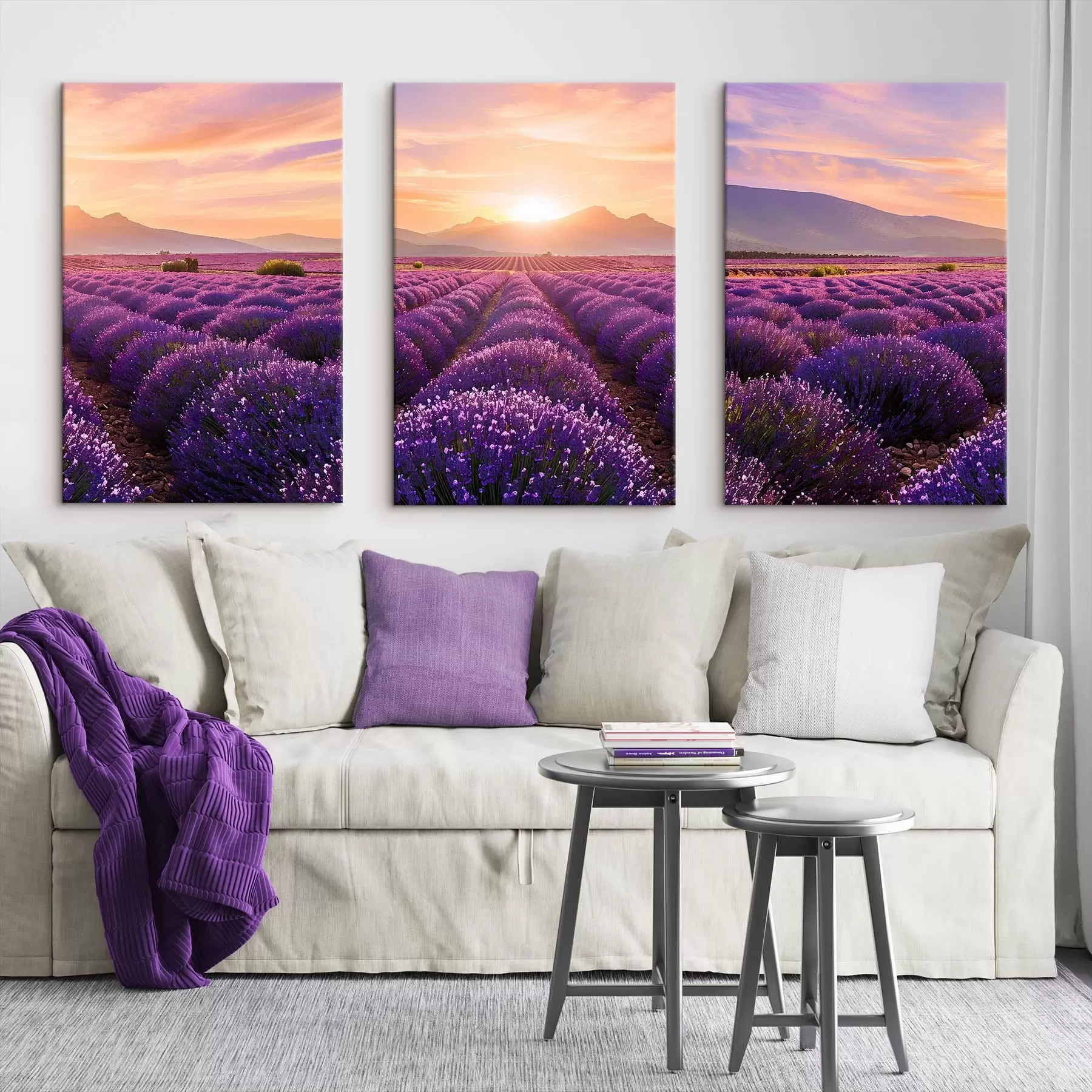 Tablouri Apus de soare într-un câmp de lavandă m00785