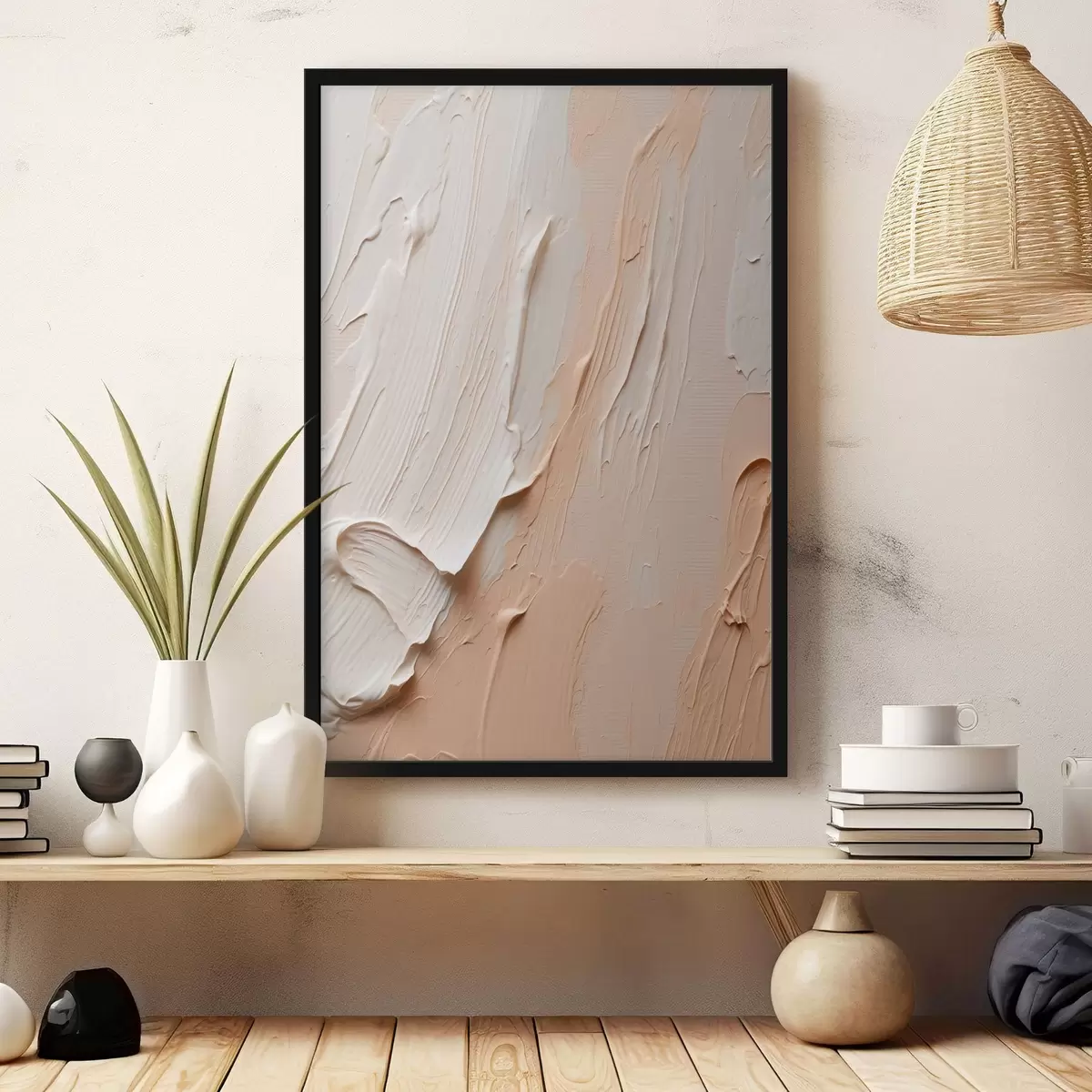 Poster Tușe texturate în culori pastelate, în tonuri de bej-crem f45871