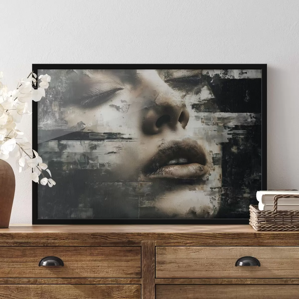 Poster Portret abstract feminin cu efect glitch și texturi f45873