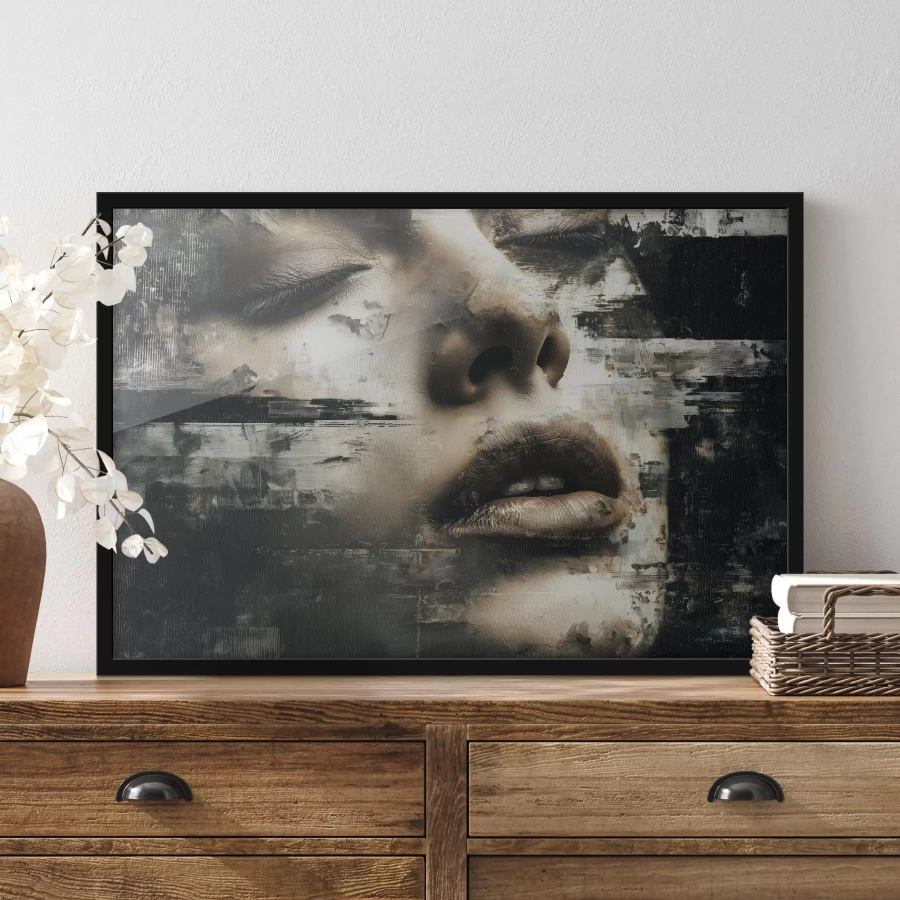 fototapet Portret abstract feminin cu efect glitch și texturi f45873