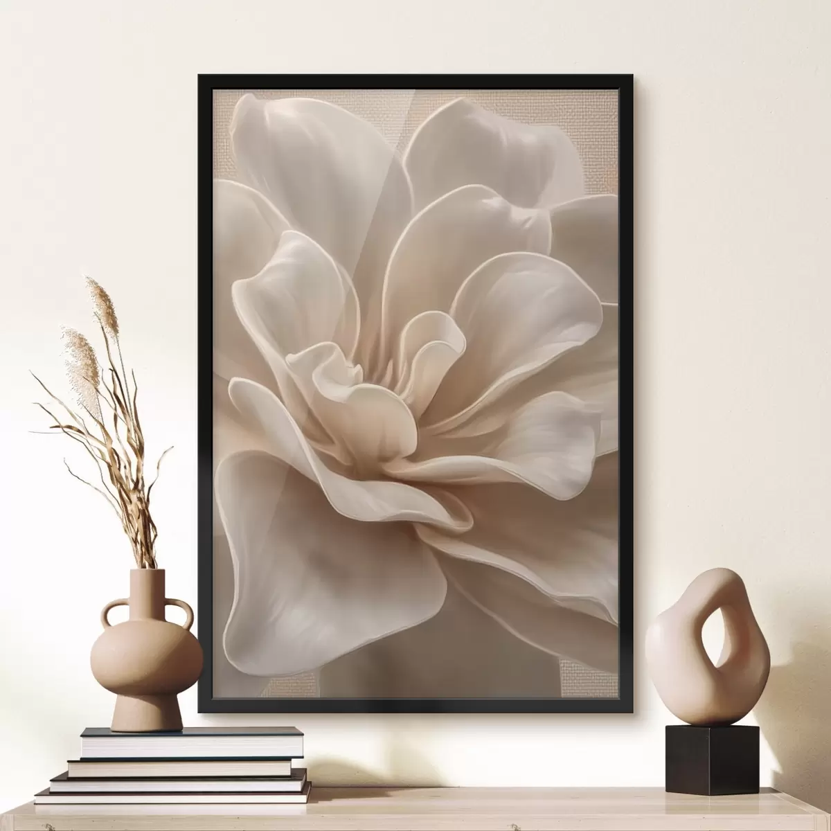 Poster Floare mare de culoare crem, petale moi macro f45874