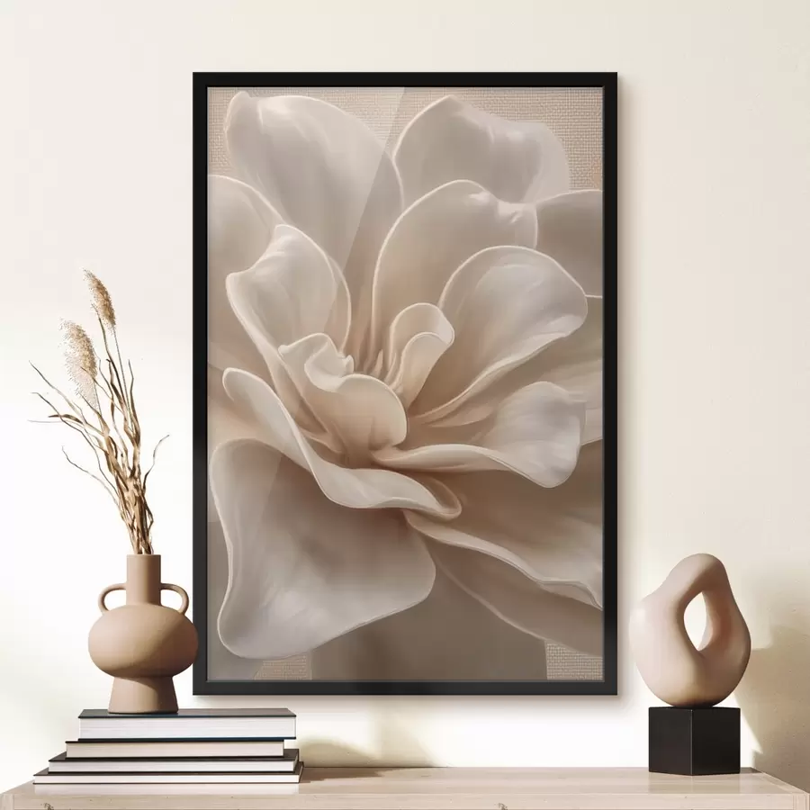 fototapet Floare mare de culoare crem, petale moi macro f45874