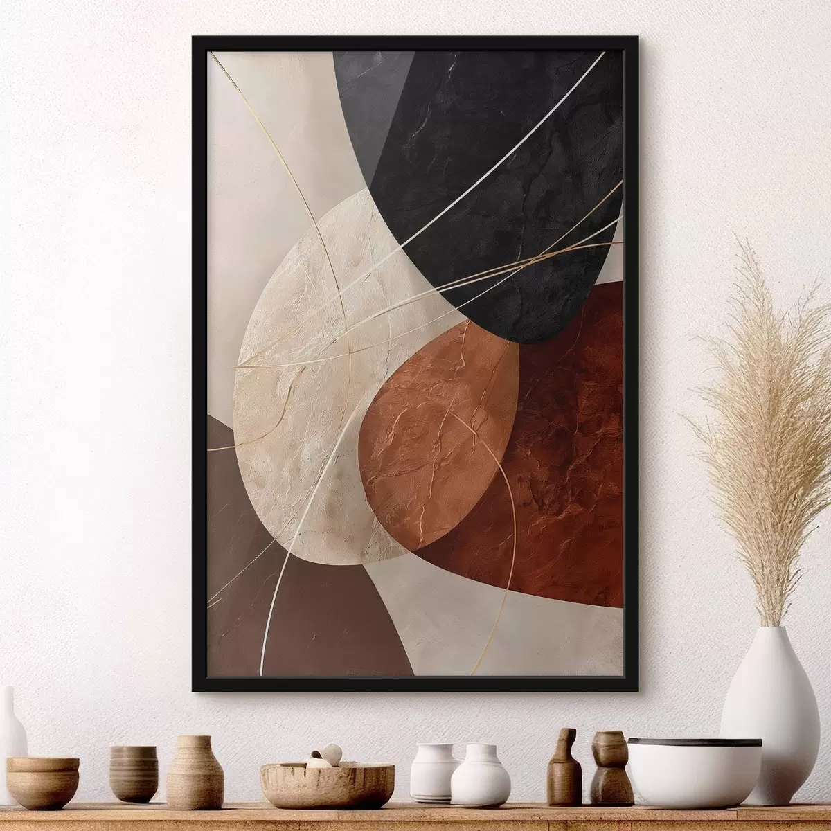 Poster Ovale geometrice într-o paletă de culori bej-caramel f45878