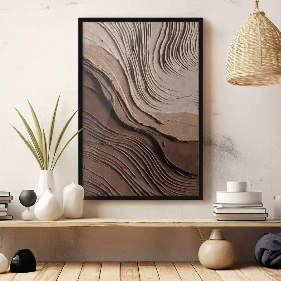 fototapet Straturi reliefate de culoare ciocolatiu-bej, pastă texturată f45894