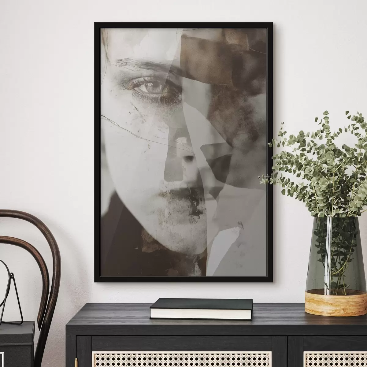 Poster Portret abstract în sepia, texturi și pete f45897