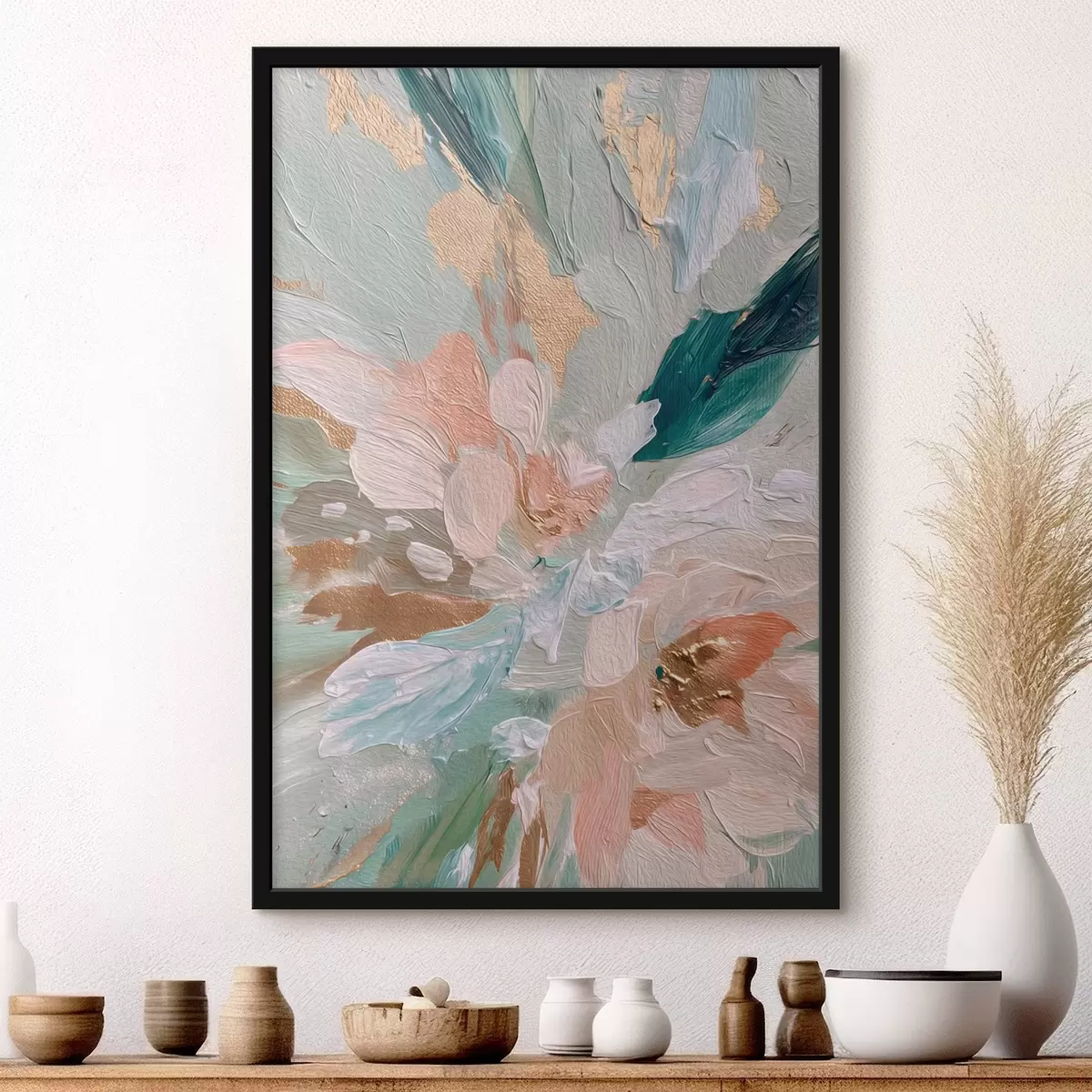 Poster Tușe florale pastelate cu pete galbene f45899