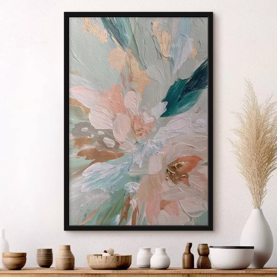 fototapet Tușe florale pastelate cu pete galbene f45899