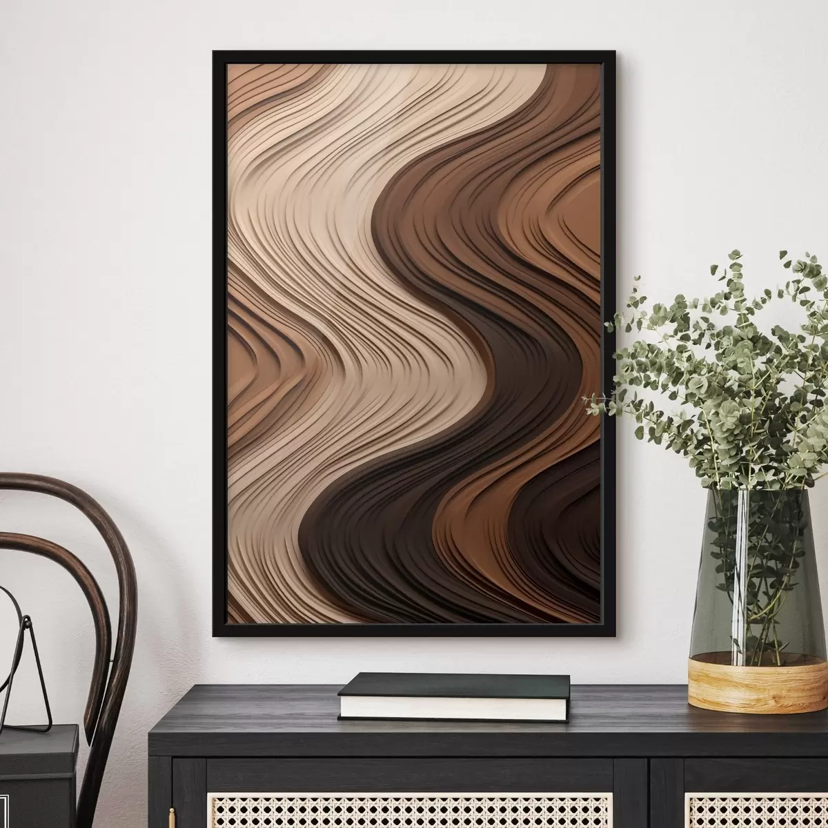 Poster Valuri verticale în straturi calde de bej-maro f45905