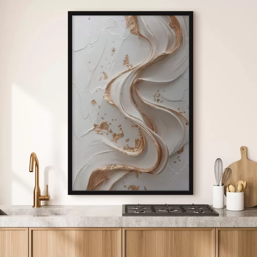 fototapet Linii texturate alb-galbene cu accente metalice f45906