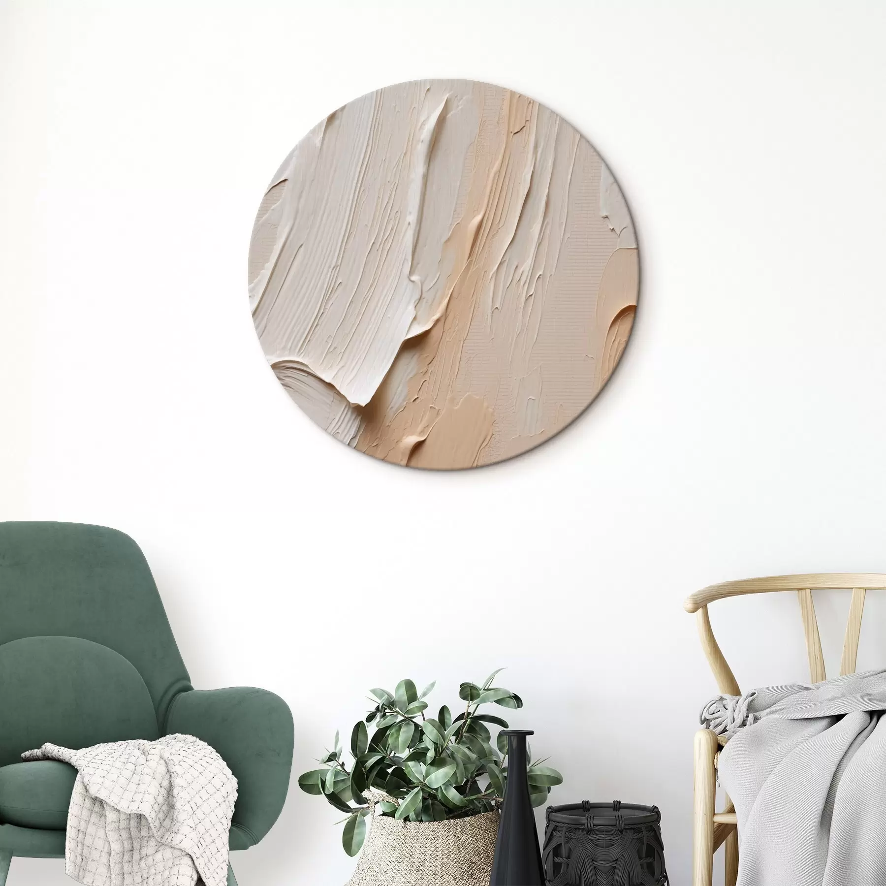 Tablouri Tușe texturate în culori pastelate, în tonuri de bej-crem r45871