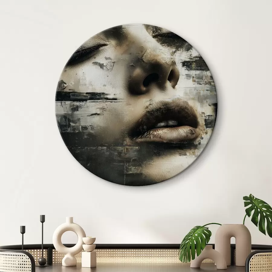 Tablouri Portret abstract feminin cu efect glitch și texturi r45873