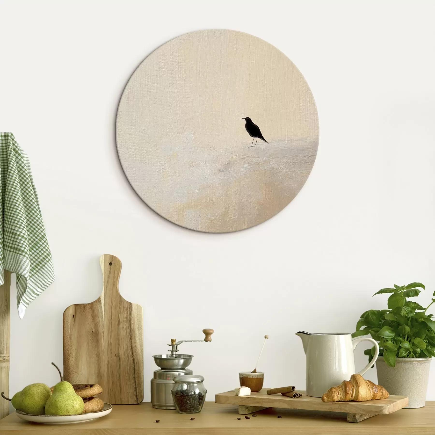 Tablouri Pasăre singuratică pe un fundal bej cald r45882