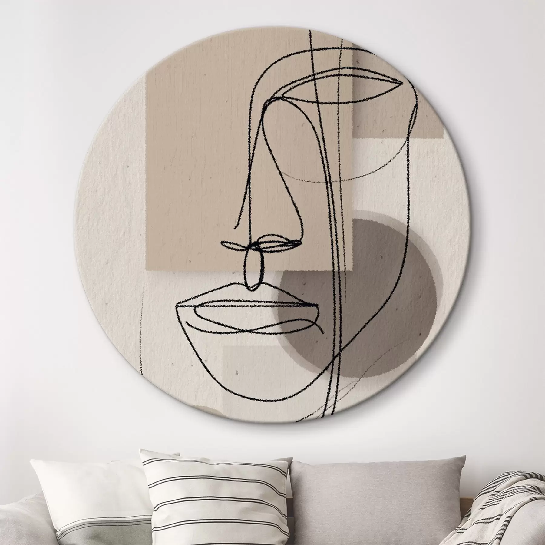 Tablouri Portret în linie peste forme geometrice bej r45886