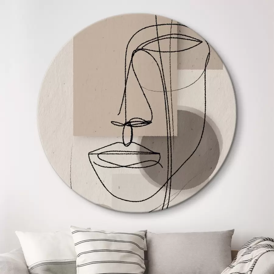 Tablouri Portret în linie peste forme geometrice bej r45886