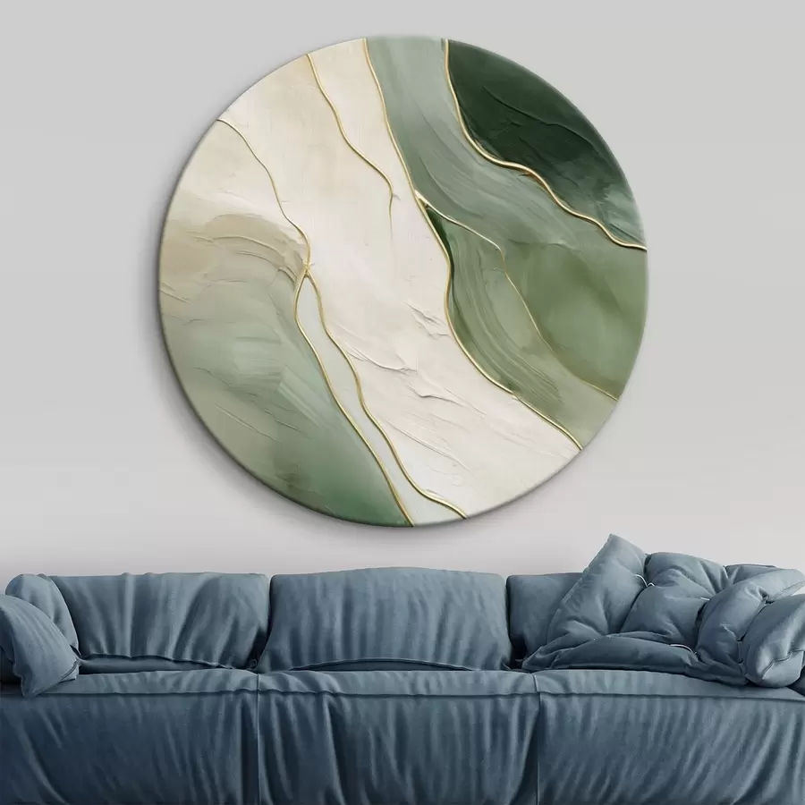 Tablouri Abstracție smarald cu linii fine galbene r45888