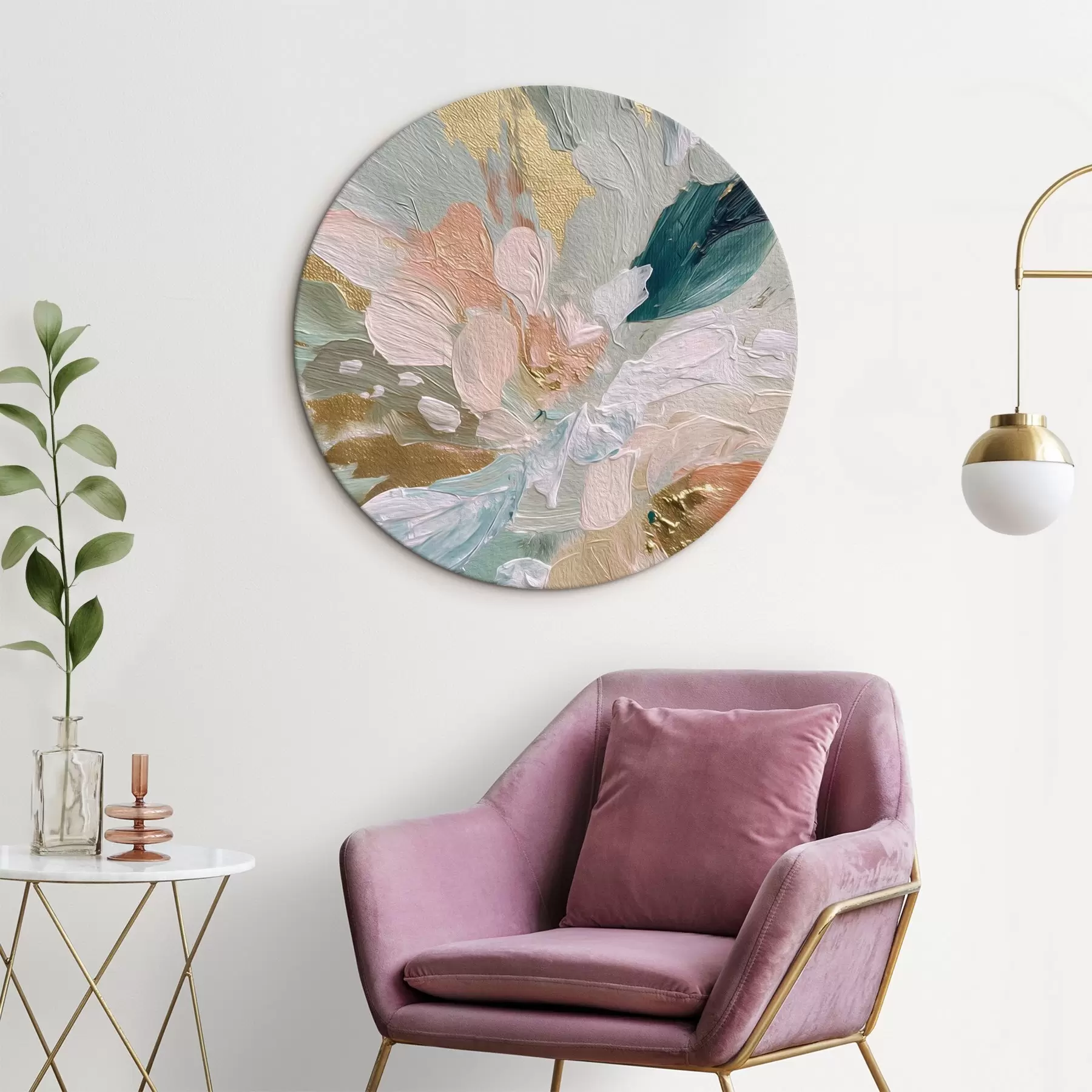 Tablouri Tușe florale pastelate cu pete galbene r45899