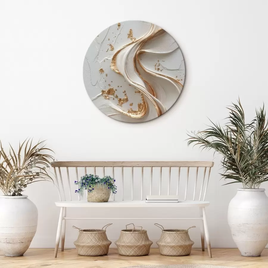 Tablouri Linii texturate alb-galbene cu accente metalice r45906