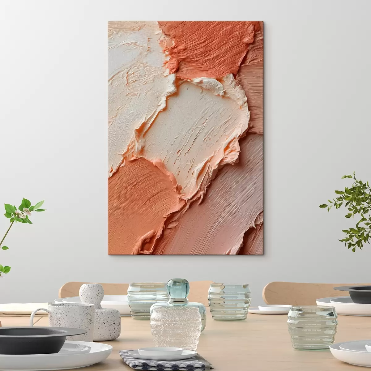 Tablouri Tușe cu textură cremoasă-piersică, impasto bogat s45869