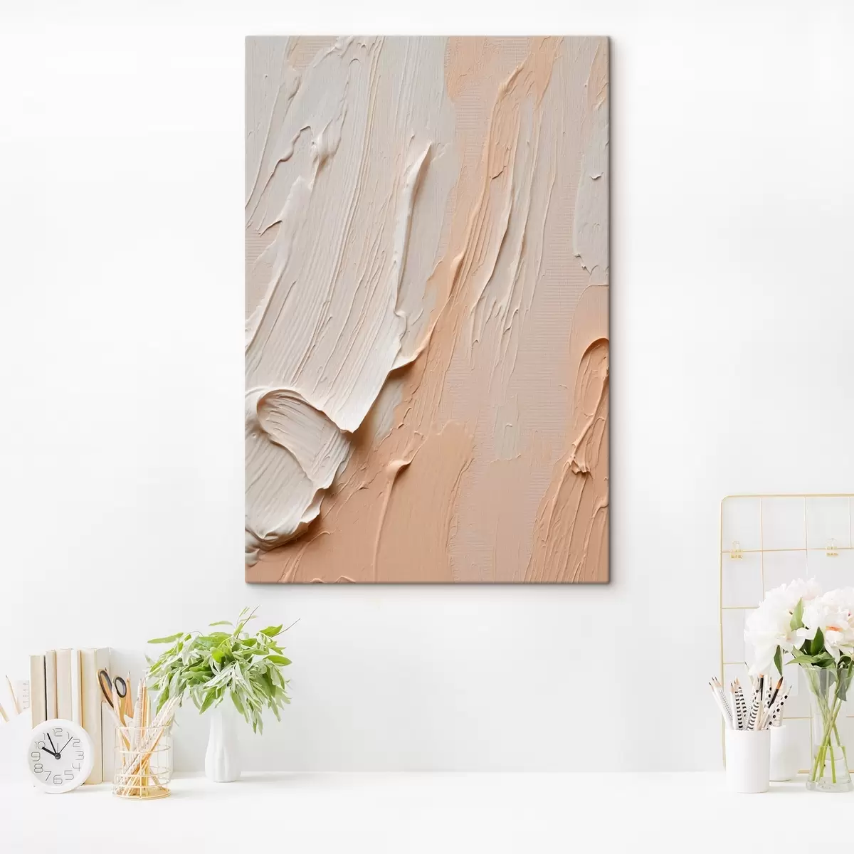 Tablouri Tușe texturate în culori pastelate, în tonuri de bej-crem s45871