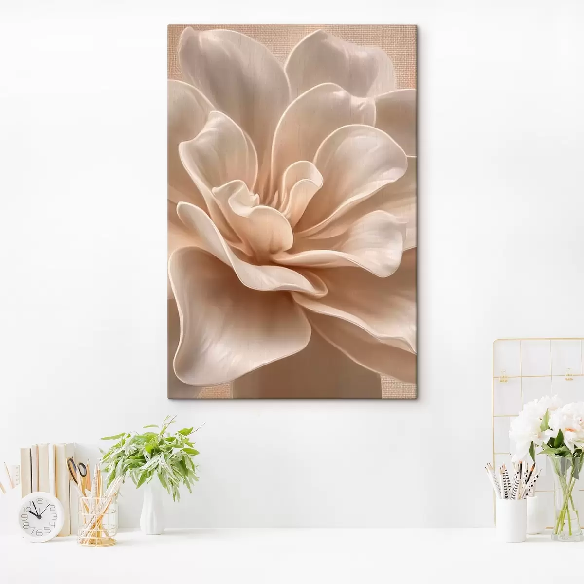 Tablouri Floare mare de culoare crem, petale moi macro s45874