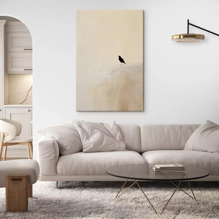 Tablouri Pasăre singuratică pe un fundal bej cald s45882