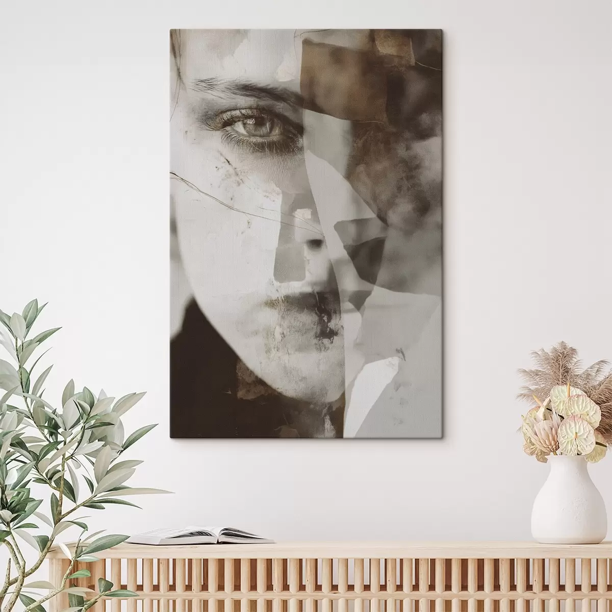 Tablouri Portret abstract în sepia, texturi și pete s45897