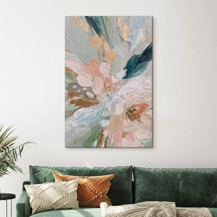 Tablouri Tușe florale pastelate cu pete galbene s45899